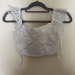 Here comes the sun white ruffle crop top